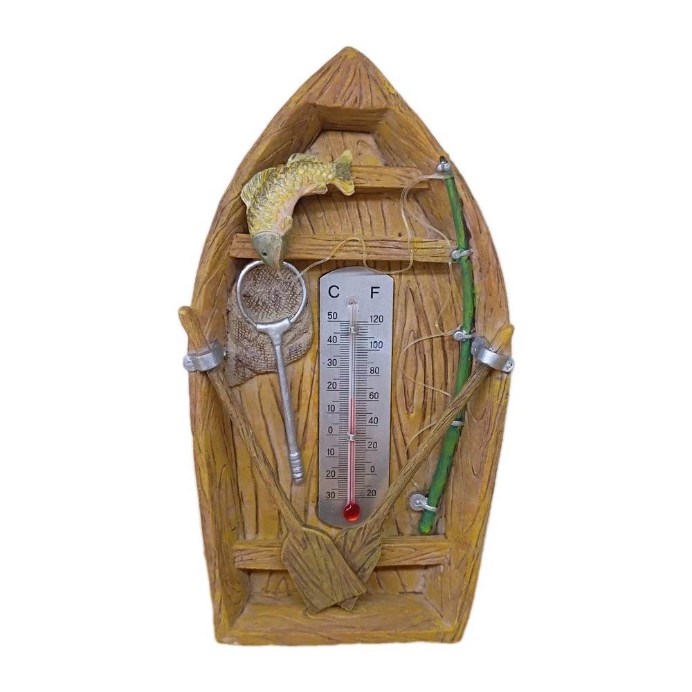 Taylor Resin Outdoor Thermometer Fishing Boat Wall‎ Cabin Porch Decor Rustic